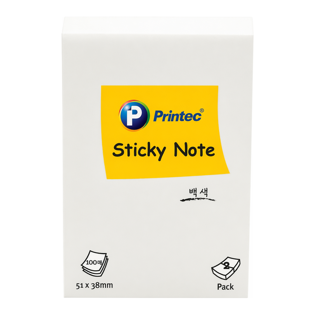 OFFICENEX 프린텍 5138W 스티키노트 파스텔흰색 51*38 100매