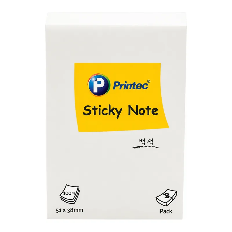 OFFICENEX 프린텍 5138W 스티키노트 파스텔흰색 51*38 100매
