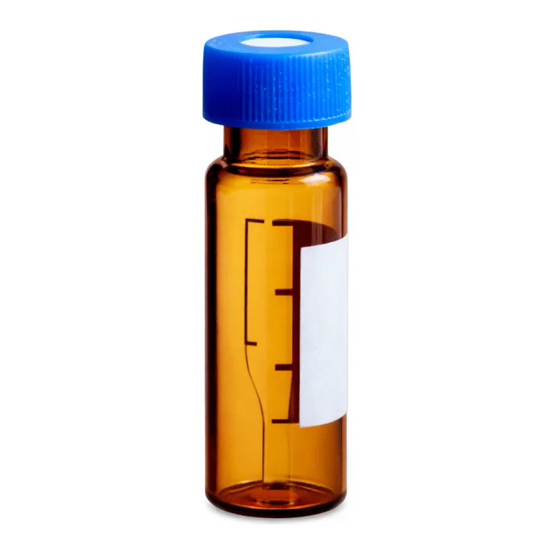 Waters Deactivated Amber Glass 12 x 32 mm Screw Neck Vial, Qsert, with Cap and Preslit PTFE/Silicone Septum, 300 µL Volume, 100/pk