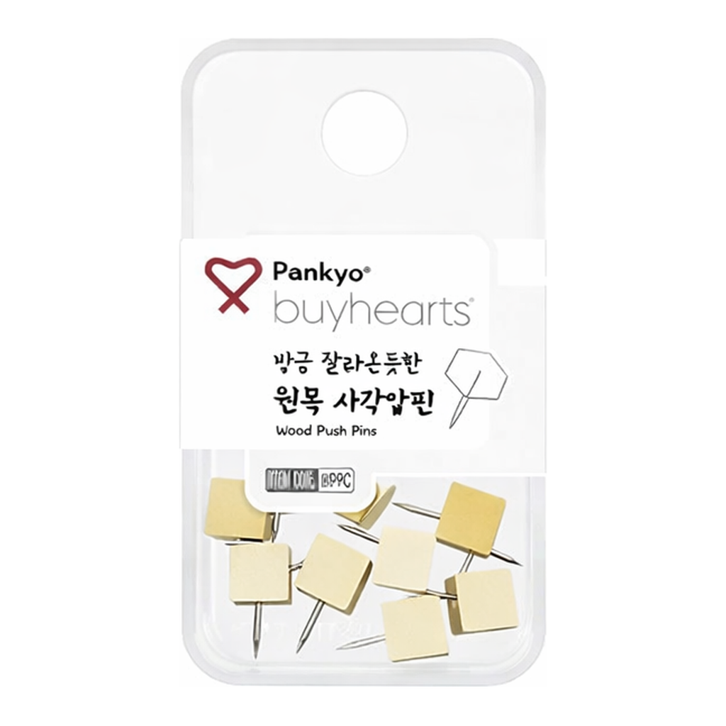 OFFICENEX 바이하츠 방금 잘라 온 듯한 원목 사각압핀(10mm x 20mm)