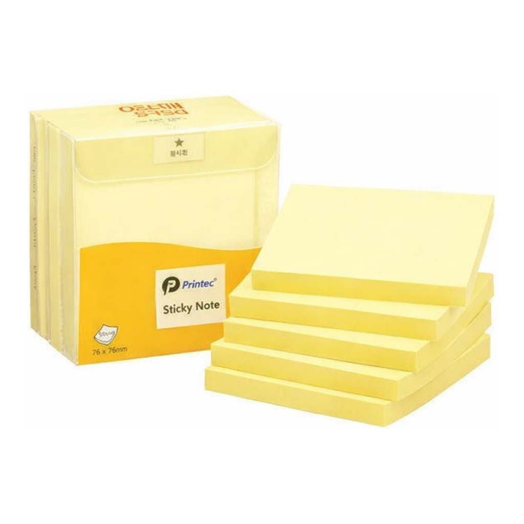 OFFICENEX 프린텍 A7676Y 스티키노트 오피스팩 노랑 76*76 100매*5