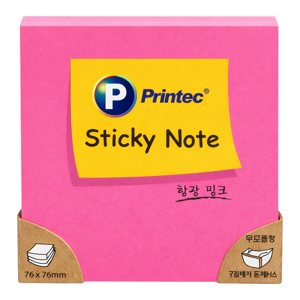 OFFICENEX 프린텍 N7676O 스티키노트 형광주황 76*76 100매