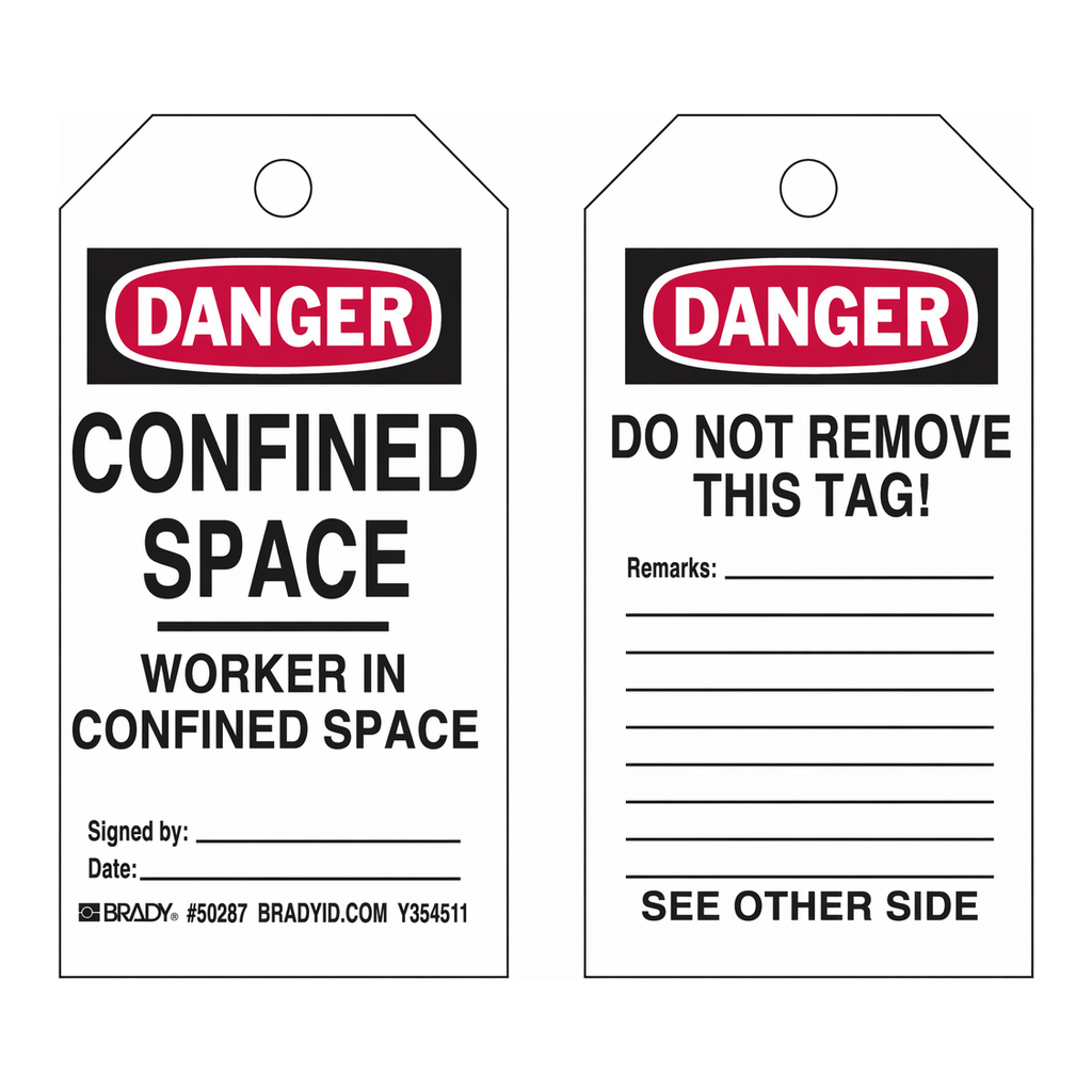 Brady Confined Space Tags - CONFINED SPACE WORKER IN CONFINED SPACE