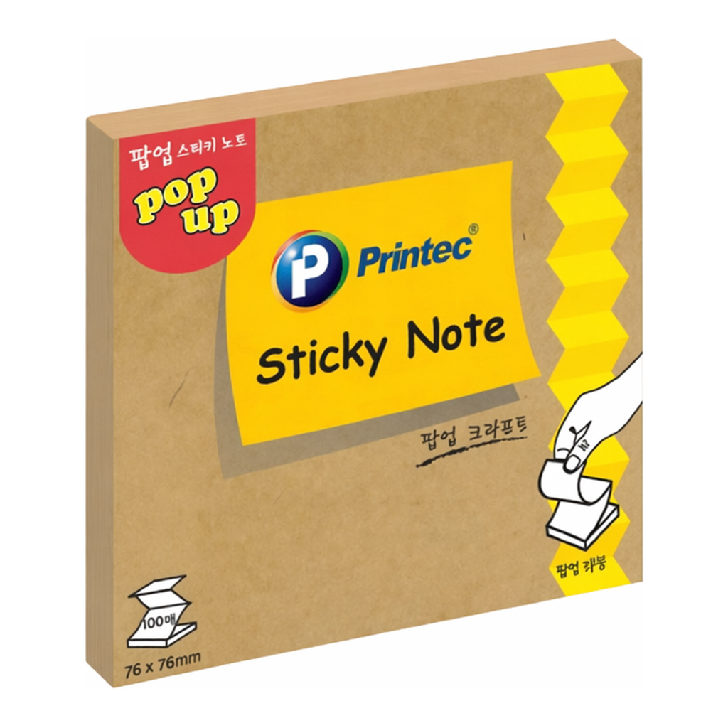 OFFICENEX 프린텍 P7676K 스티키노트 팝업리필 크라프트 76*76 100매