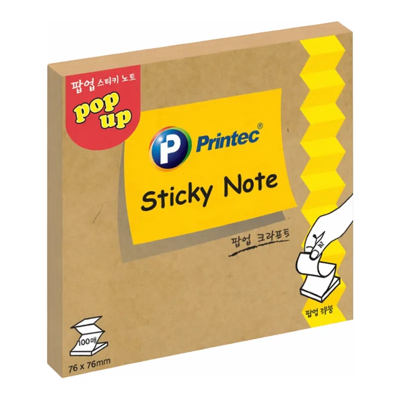 OFFICENEX 프린텍 P7676K 스티키노트 팝업리필 크라프트 76*76 100매