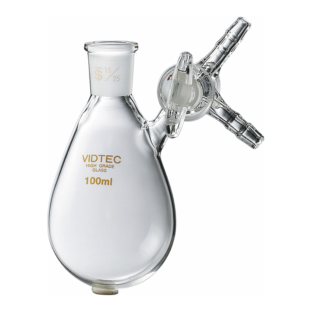 AS ONE Eggplant-Shaped Schlenk Flask(E Type. Glass Cock), 가지형 슈렌크 플라스크(E 타입. 유리 콕)