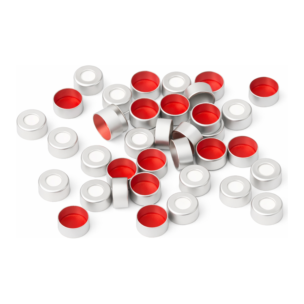 Restek Aluminum Crimp Seals, w/Septa, 11mm Silver PTFE/SIL Pack of 100