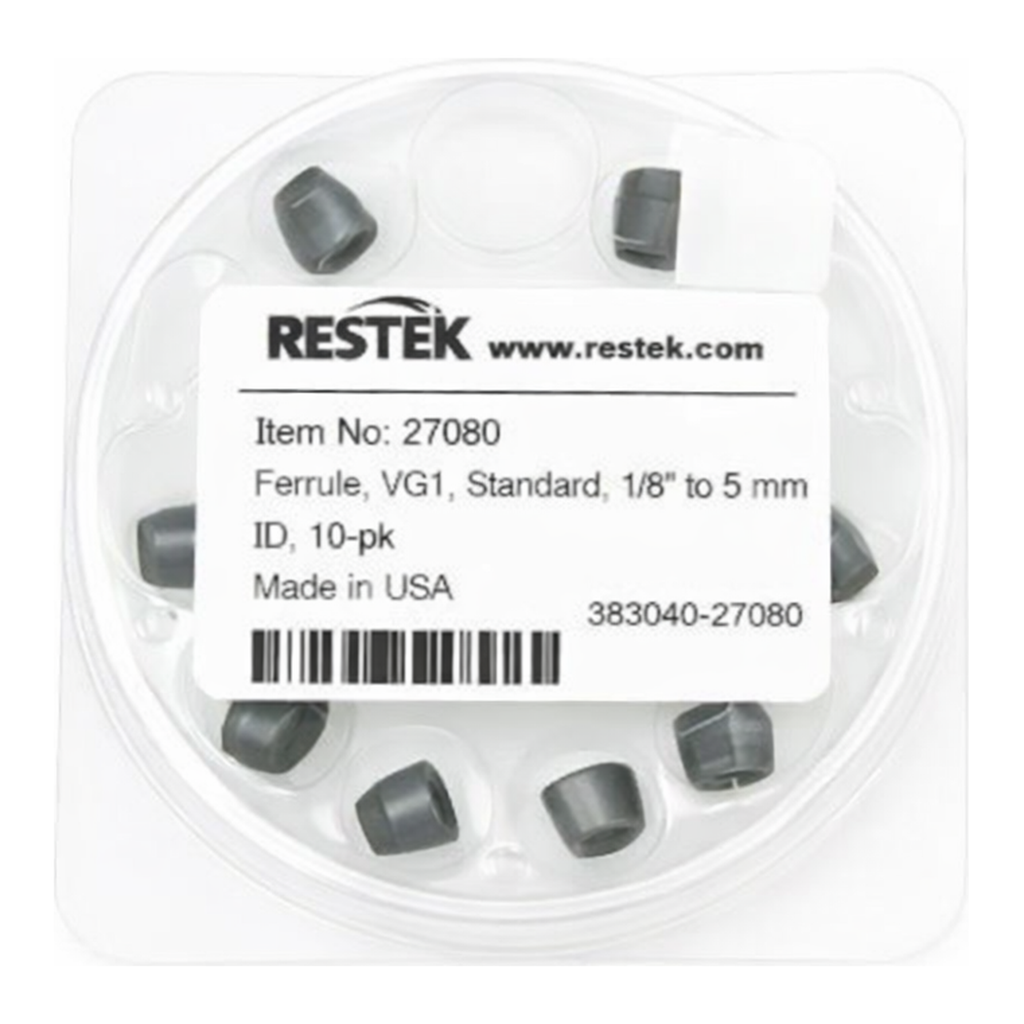 Restek Ferrule,Vespel/Graphite, VG1, 85% Vespel/15% Graphite Reducing, 1/8in to 0.5mm ID, 10-pk.
