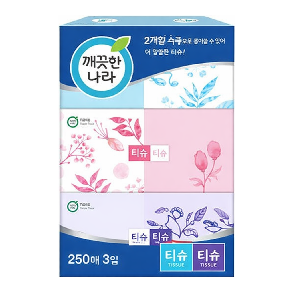 OFFICENEX [P]깨끗한나라 티슈티슈 미용티슈(250매*3입)