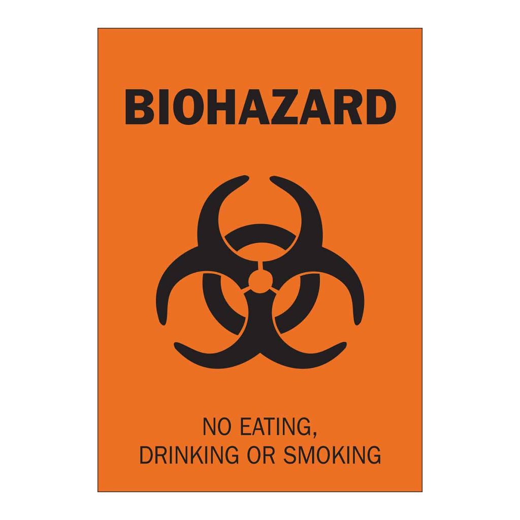 Brady BIOHAZARD No Eating, Drinking Or Smoking Sign