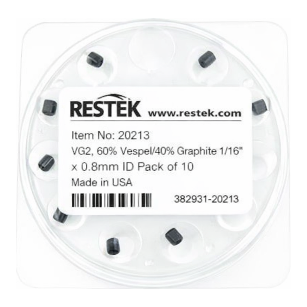 Restek Ferrule, Vespel/Graphite, VG2, 60% Vespel/40% Graphite 1/16in X 0.8mm ID Pack of 10