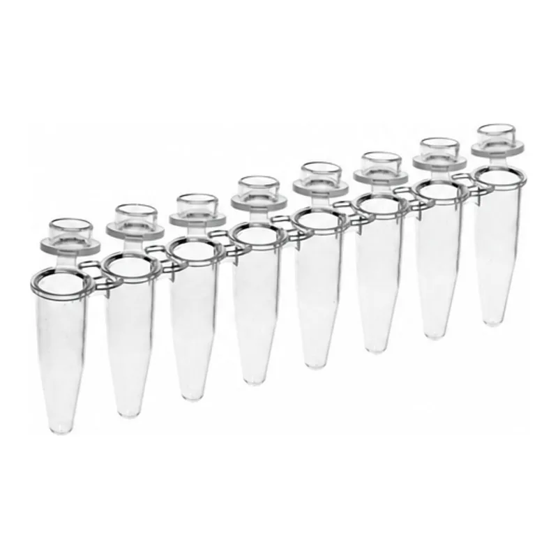 ProCycle StableStrip 0.2mL 8-Strip PCR Tubes with Attached Individual Flat Caps, Clear