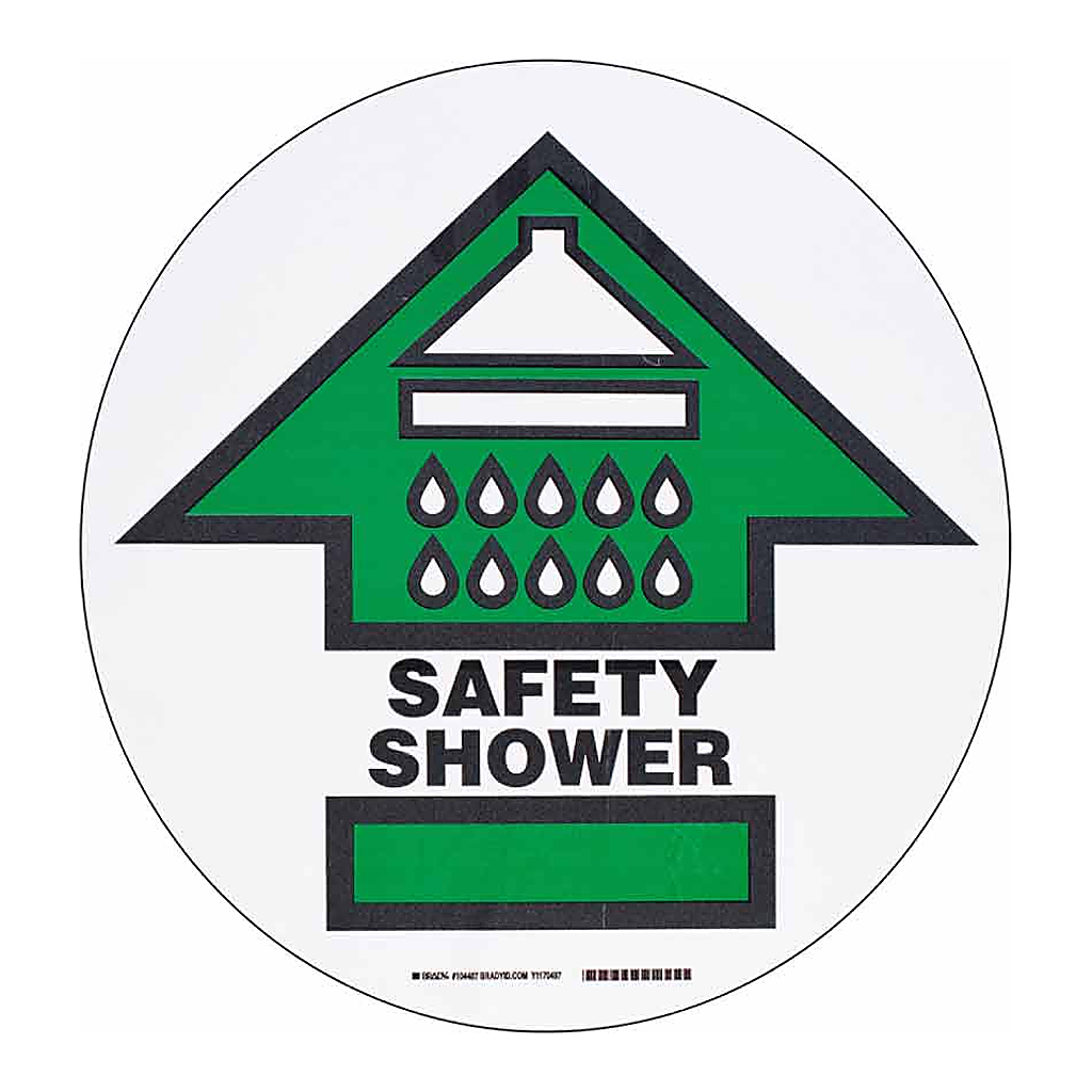Brady SAFETY SHOWER Up Arrow ToughStripe Floor Sign