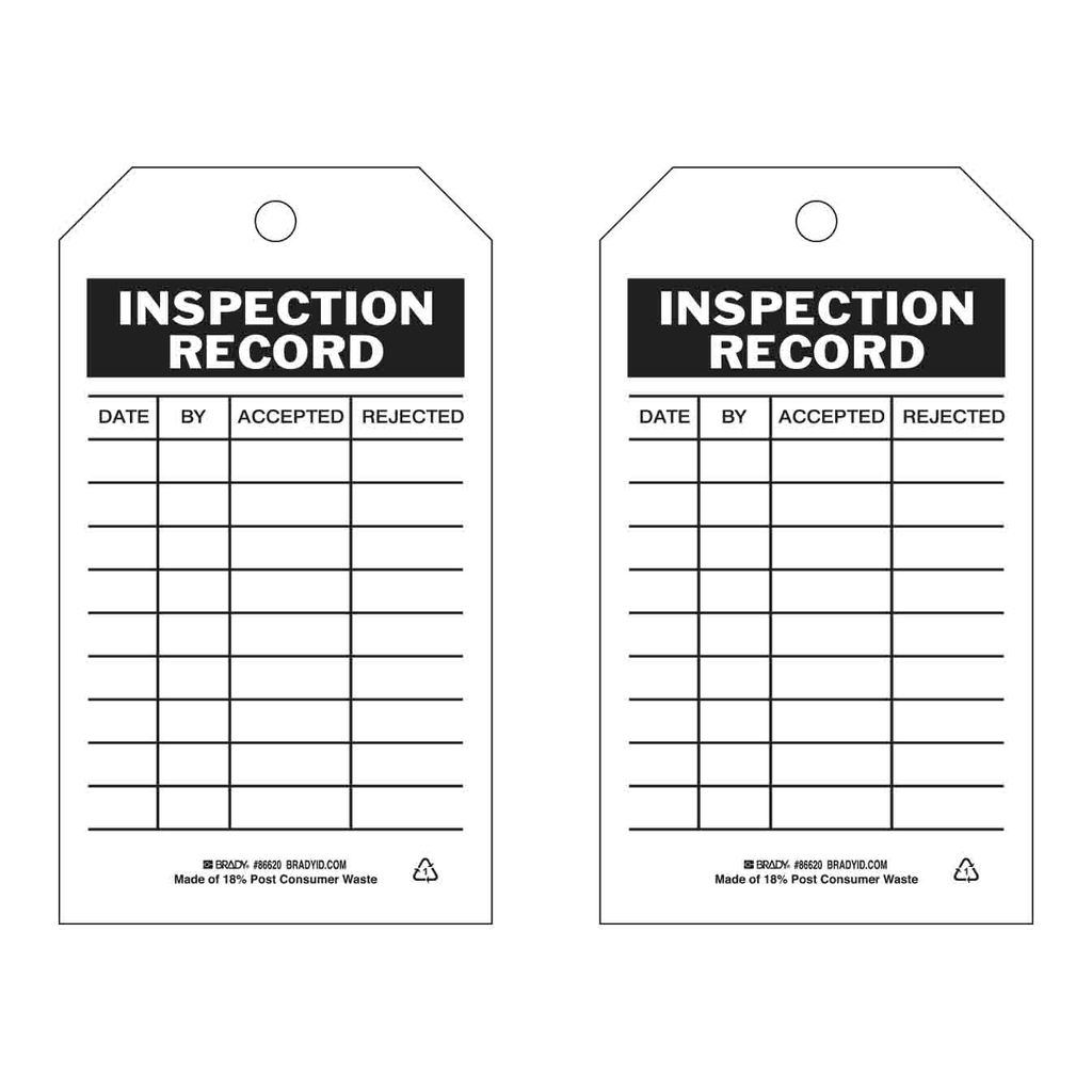 Brady Inspection Record Tags