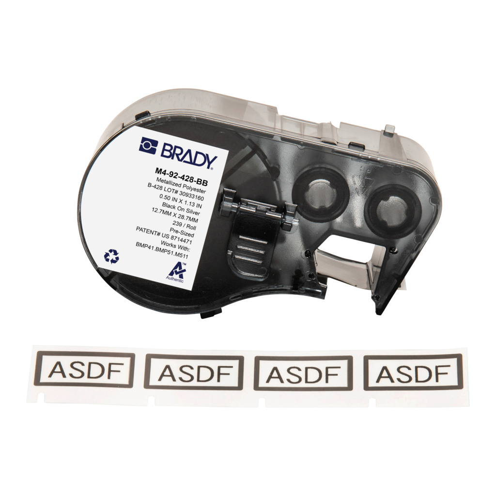 Brady Metalized Solvent Resistant Matte Gray Polyester Labels with Ribbon for M4 M5 Printers - 1.13" x 0.5"