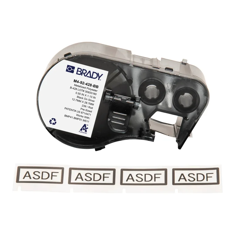 Brady Metalized Solvent Resistant Matte Gray Polyester Labels with Ribbon for M4 M5 Printers - 1.13" x 0.5"