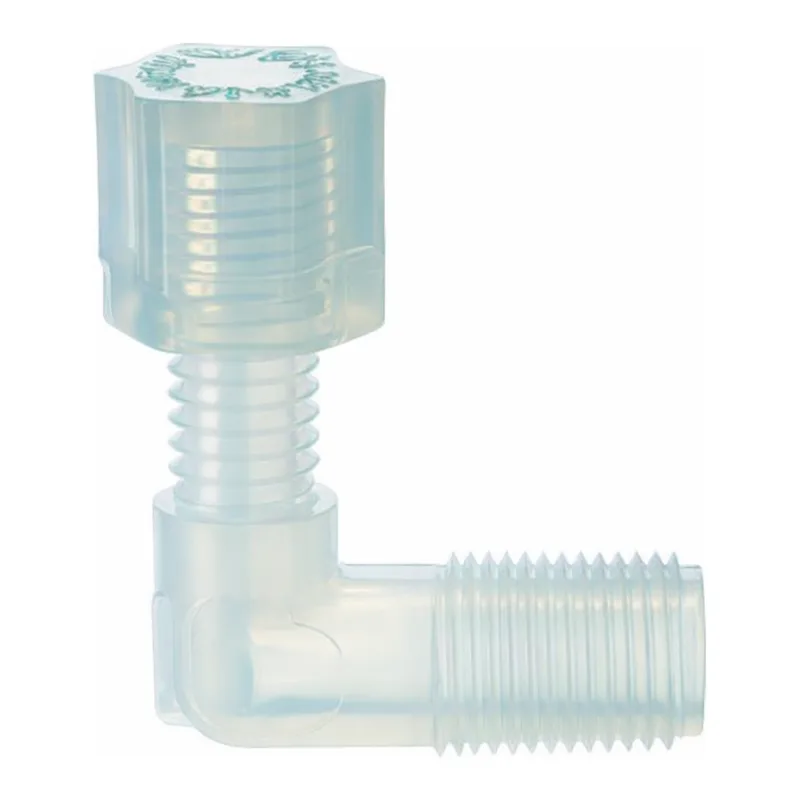 Thermo Fisher Scientific PFA Compression Threaded Male NPT Adapter Elbow, 3/8 x 1/2 in. Tubing