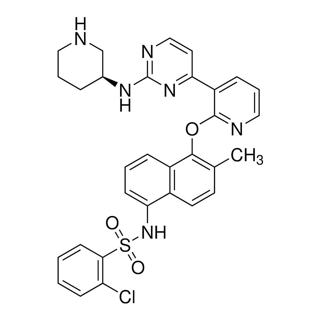 Merck (S)-2-chloro-N-(6-methyl-5-((3-(2-(piperidin-3-ylamino)pyrimidin-4-yl)pyridin-2-yl)oxy)naphthalen-1-yl)benzenesulfonamide