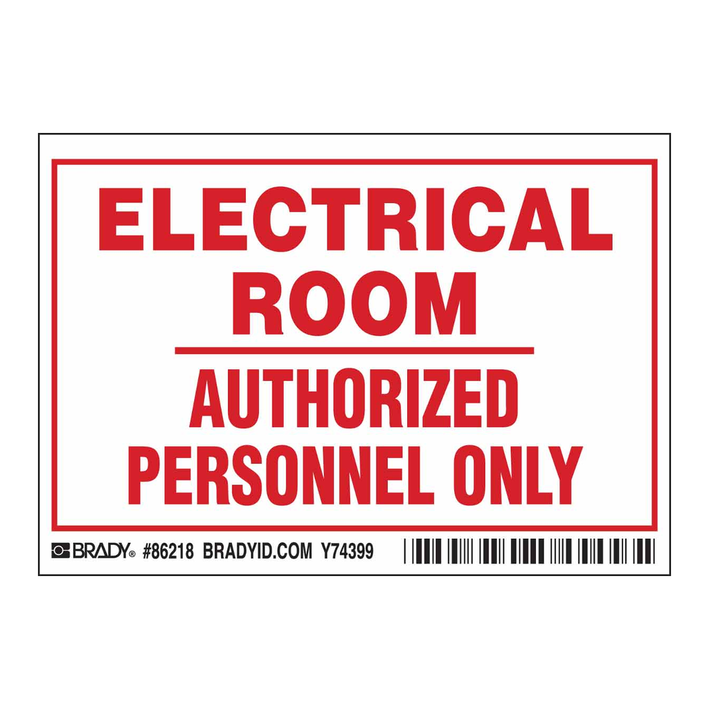 Brady ELECTRICAL ROOM AUTHORIZED PERSONNEL ONLY Labels