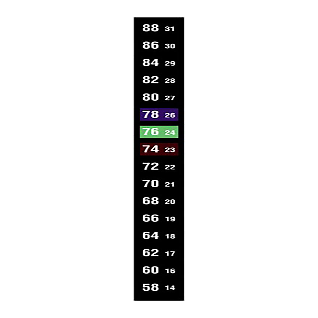 THERMAX 16 EVENT LIQUID CRYSTAL REVERSIBLE THERMOMETERS RANGE
