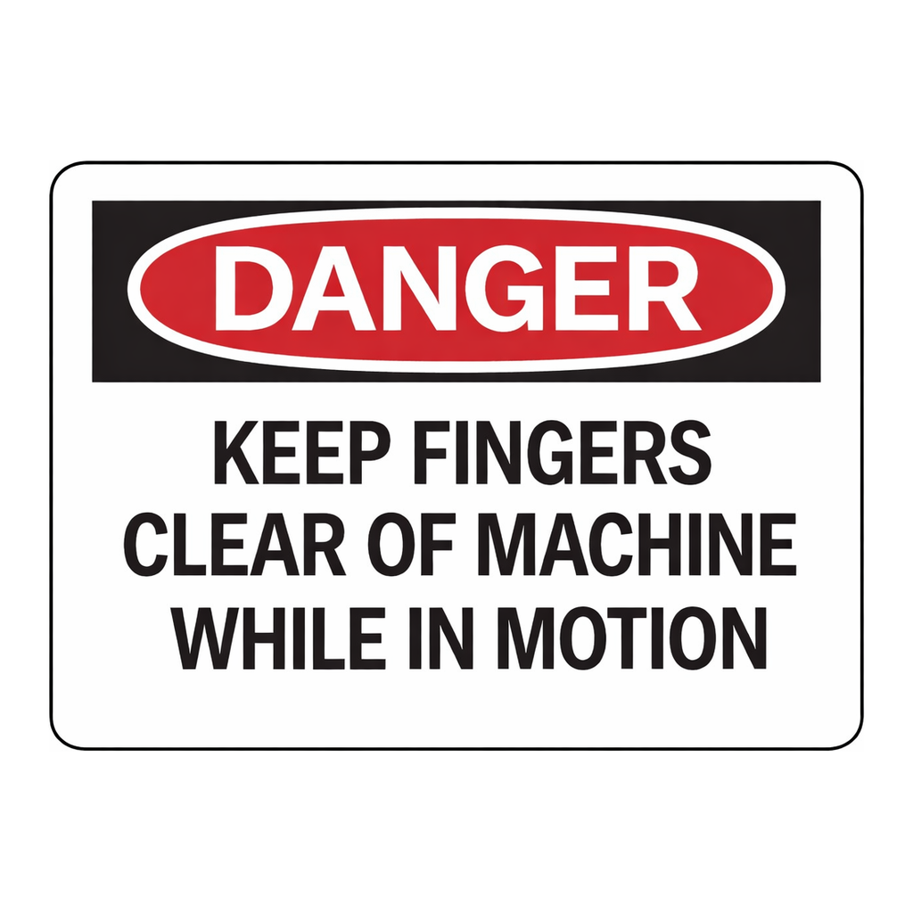 Brady DANGER Keep Fingers Clear Of Machine While In Motion Sign