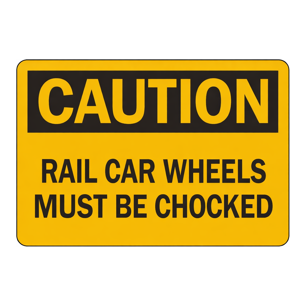 Brady CAUTION Rail Car Wheels Must Be Chocked Sign