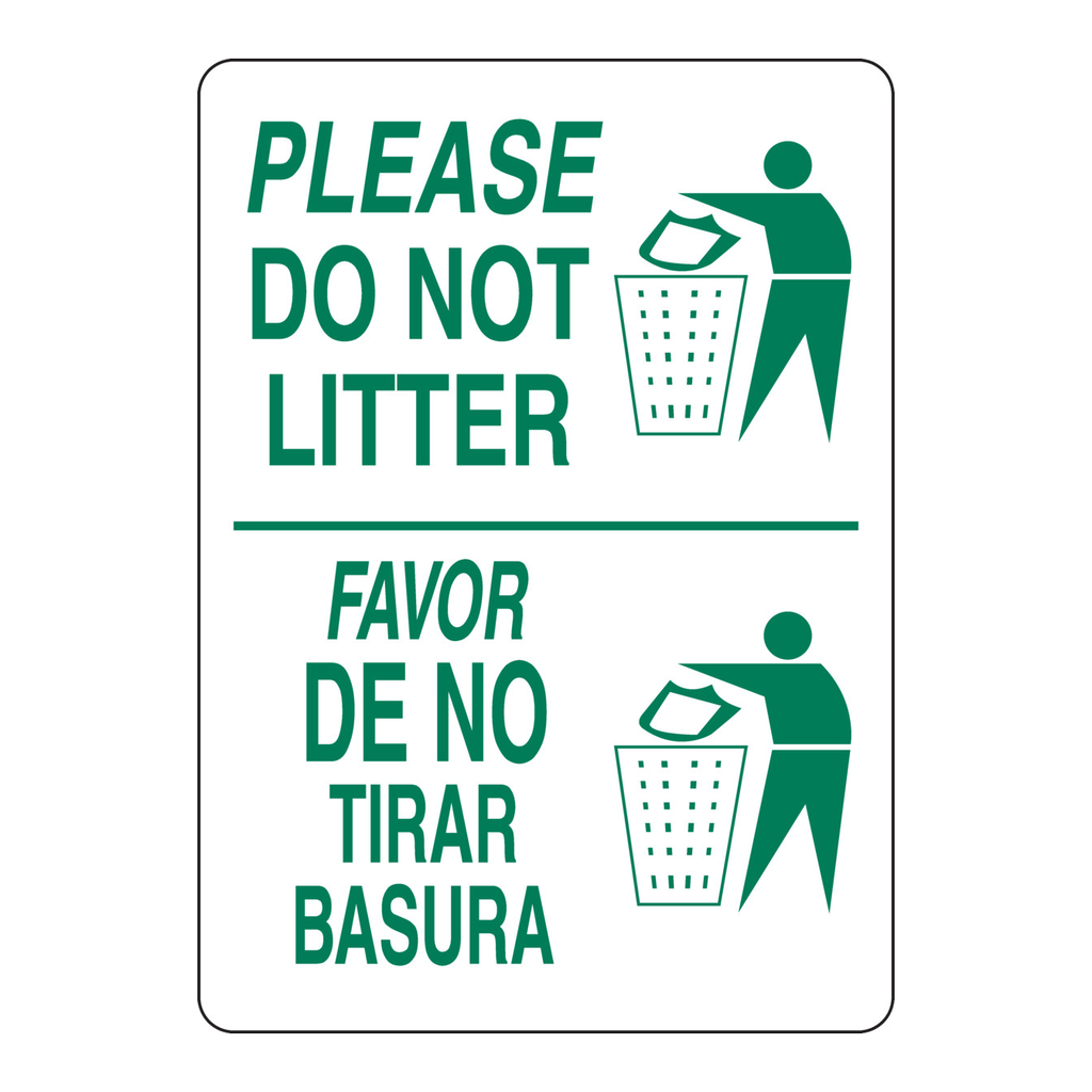 Brady Bilingual Please Do Not Litter Sign