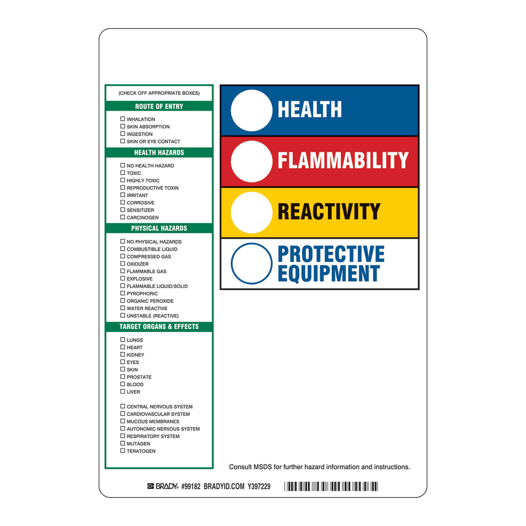 Brady HMIG and Hazard Check Labels