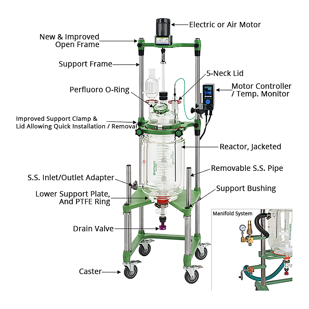 Lklab Korea Large Process Reactor System, Jacketed / 자켓식 대형 반응 시스템, 10, 15, 20 L