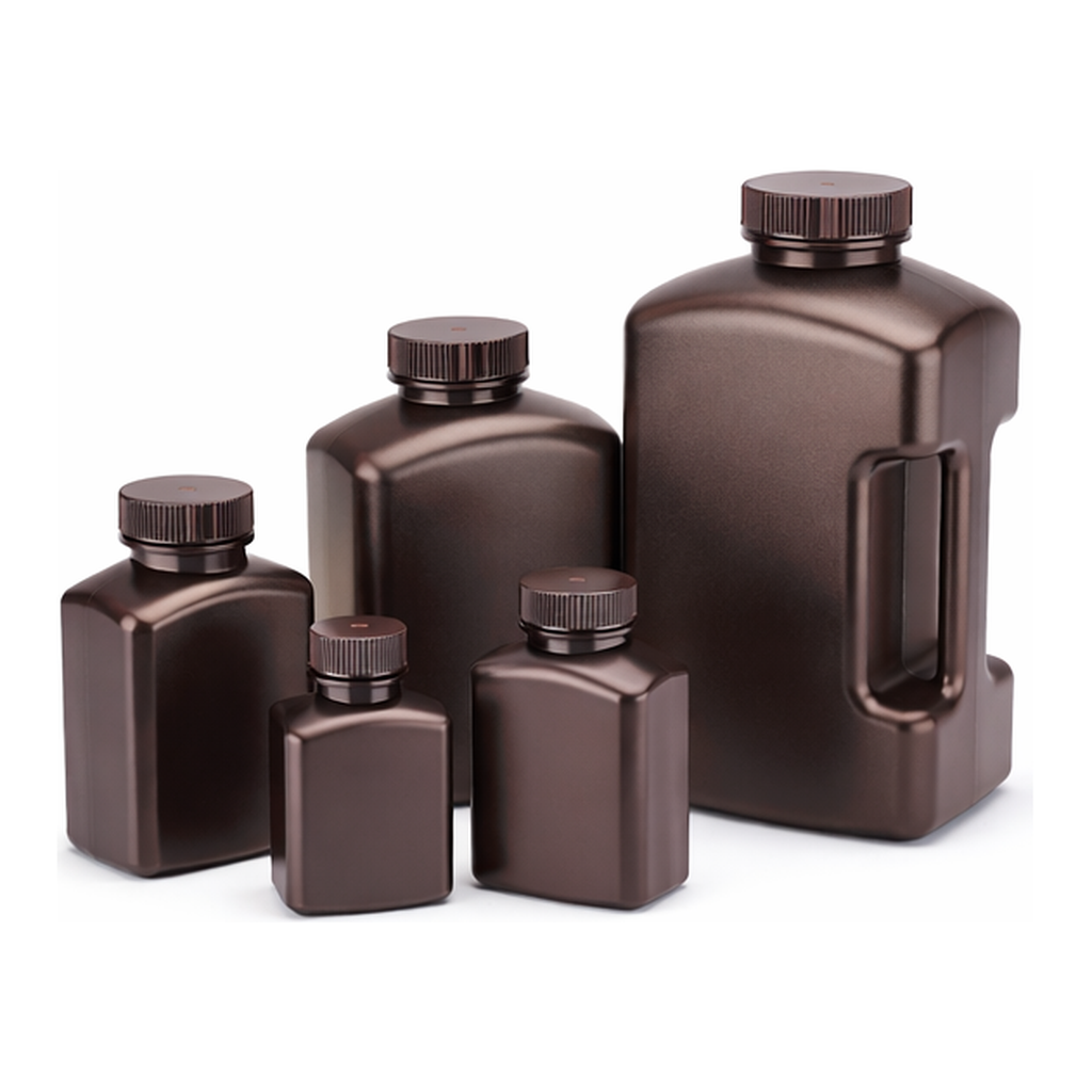 Lklab Korea Amber Retangular Bottle, HDPE / 갈색 HDPE 사각병