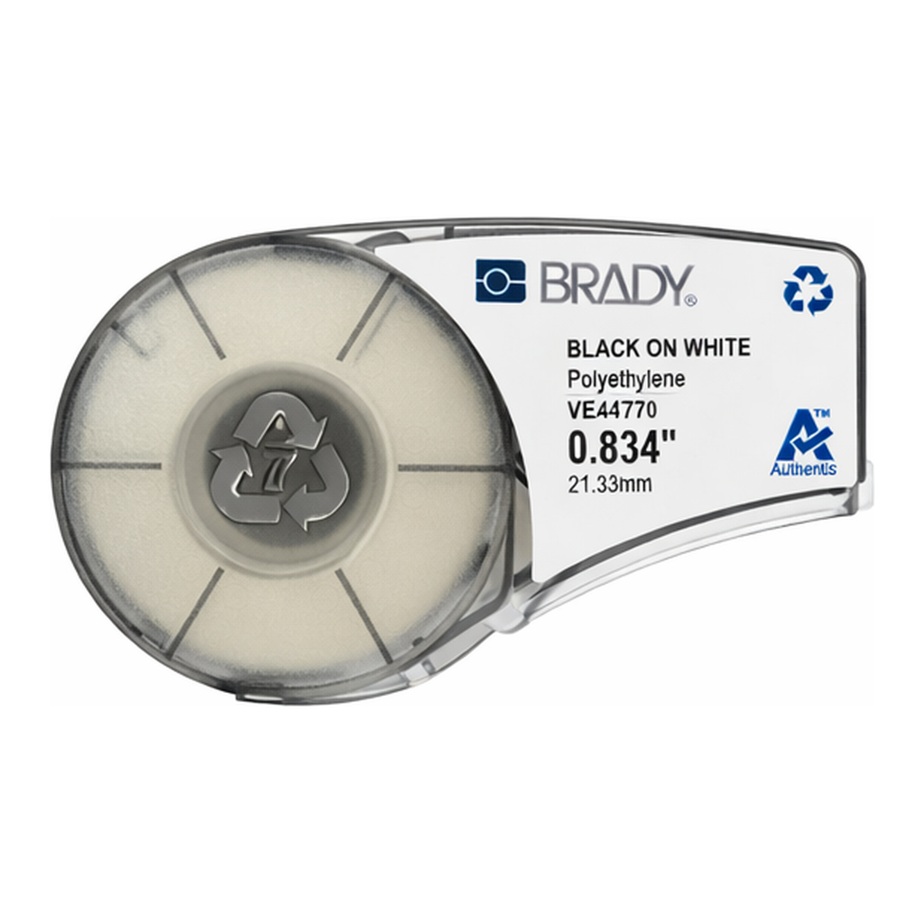Brady Multi-Purpose Tear Resistant Tags with Ribbon for M21 Printers - 0.84", Black on White