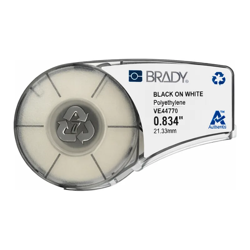 Brady Multi-Purpose Tear Resistant Tags with Ribbon for M21 Printers - 0.84", Black on White