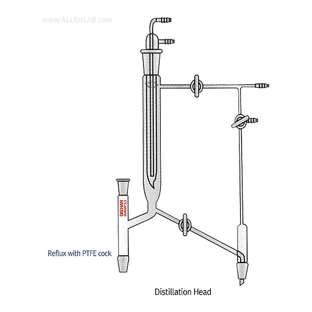 환류형 증류 헤드 Variable Reflux with PTFE StopcockWith ASTM & DIN Joints Distillation Head