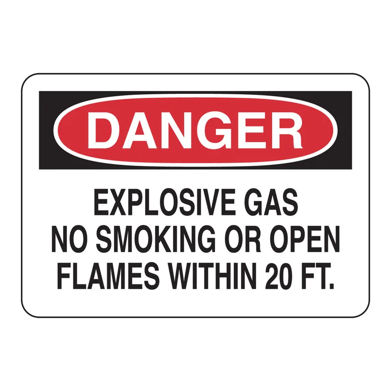 Brady Danger Explosive Gas No Smoking Or Open Flames Within 20 Ft Sign