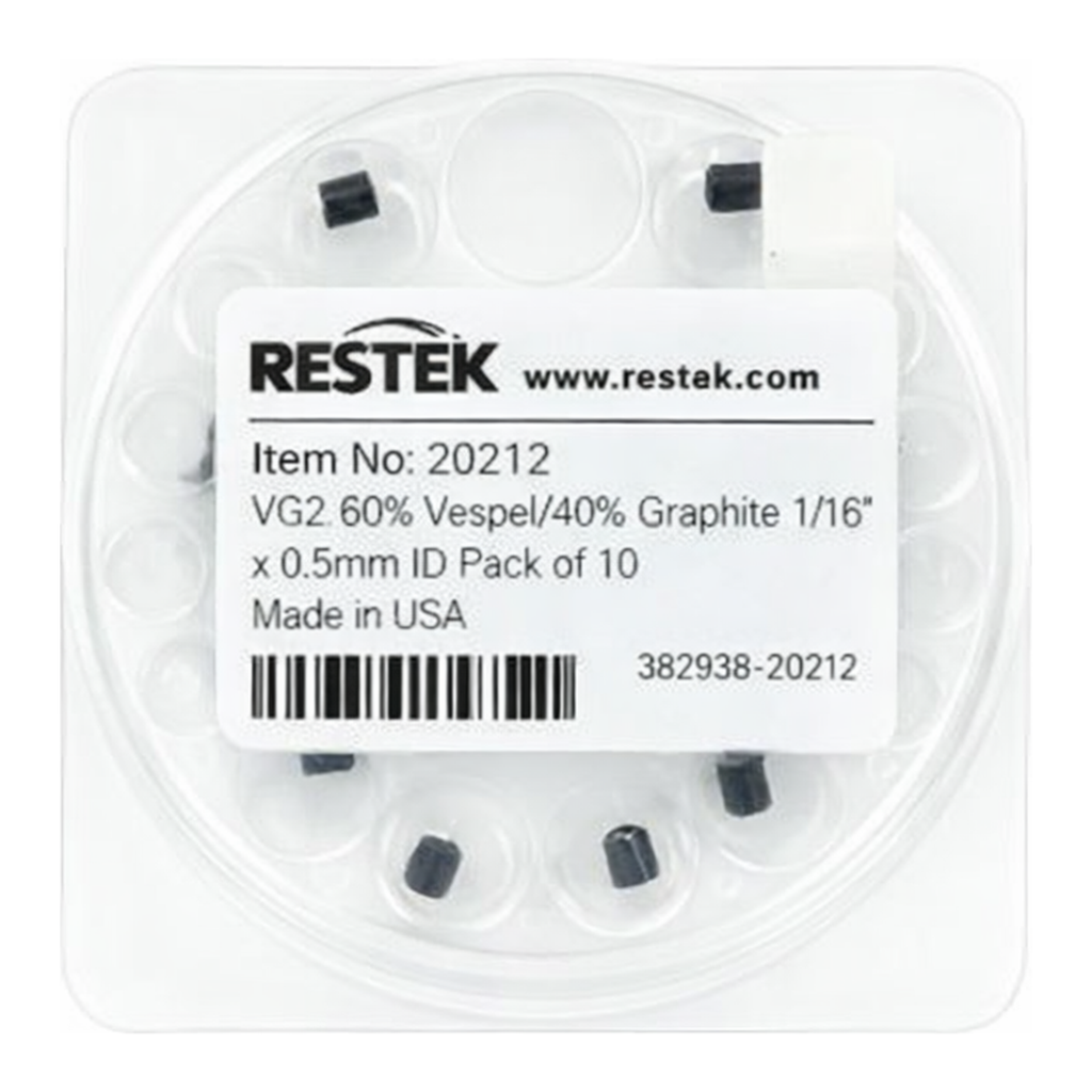 Restek Ferrule, Vespel/Graphite, VG2, 60% Vespel/40% Graphite 1/16in X 0.5mm ID Pack of 10