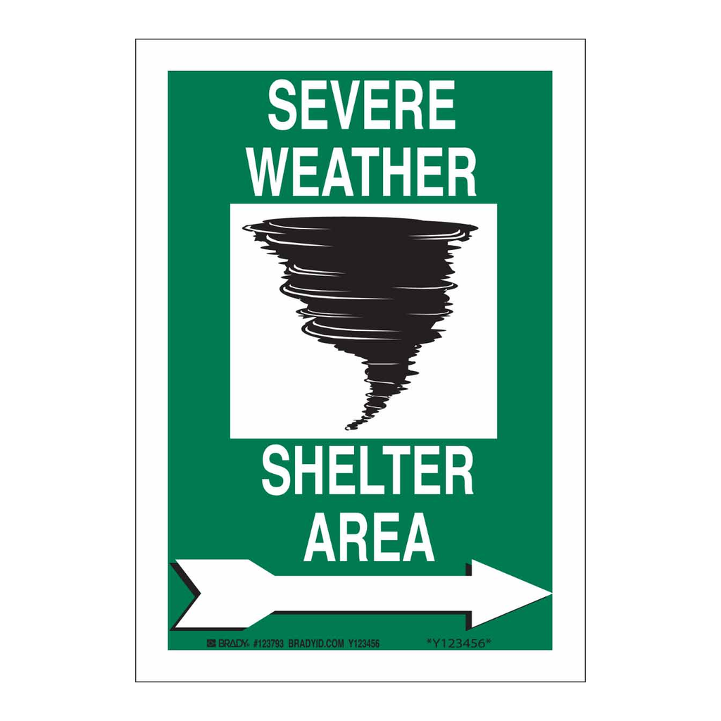 Brady Severe Weather Shelter Area Sign
