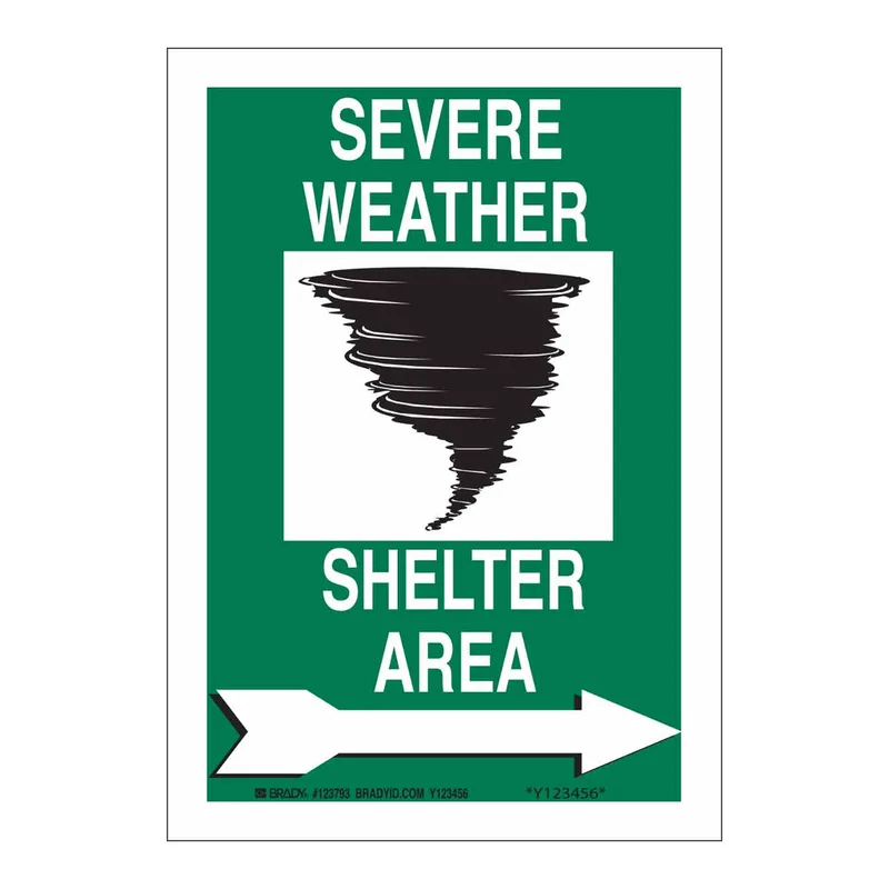 Brady Severe Weather Shelter Area Sign