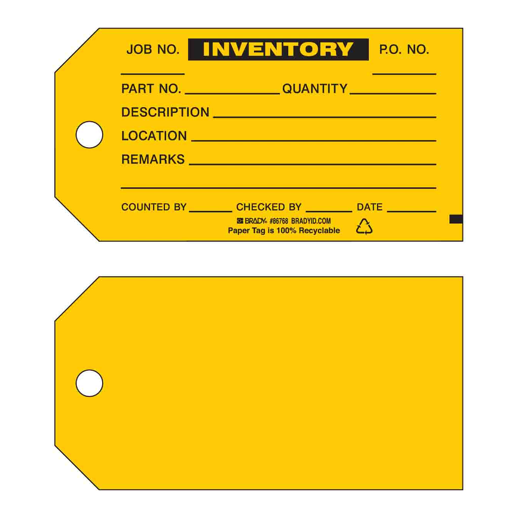 Brady INVENTORY Production Tag