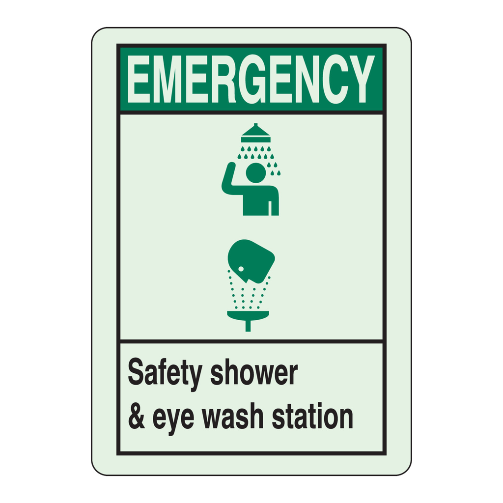 Brady BradyGlo EMERGENCY Safety Shower and Eye Wash Station BradyGlo Sign