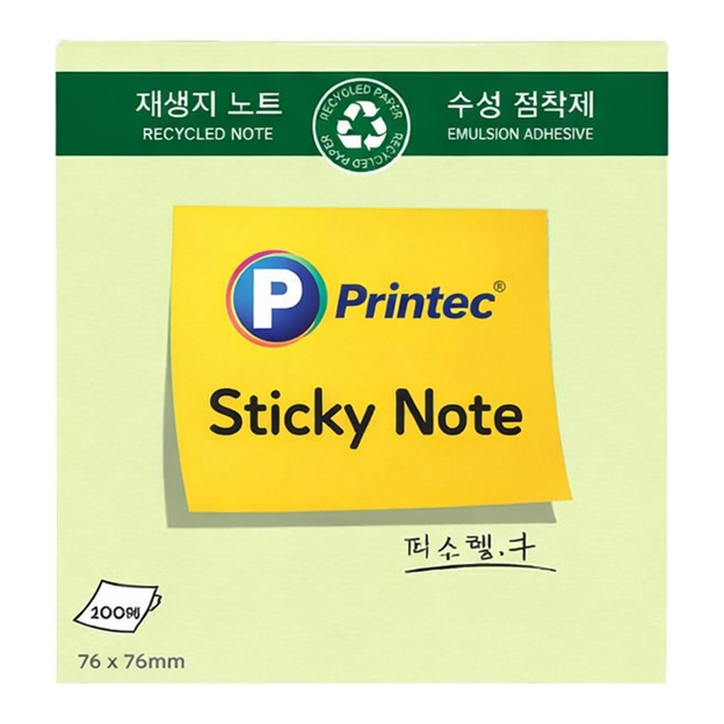 OFFICENEX 프린텍 E7676G 스티키노트 친환경연두 76*76 100매