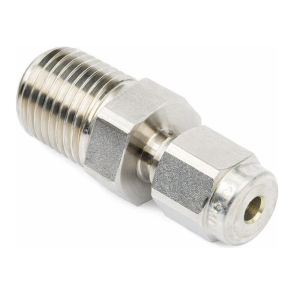 Restek Swagelok Fitting, Stainless Steel, 1/8in to 1/4in NPT Male Connector, 2-pk