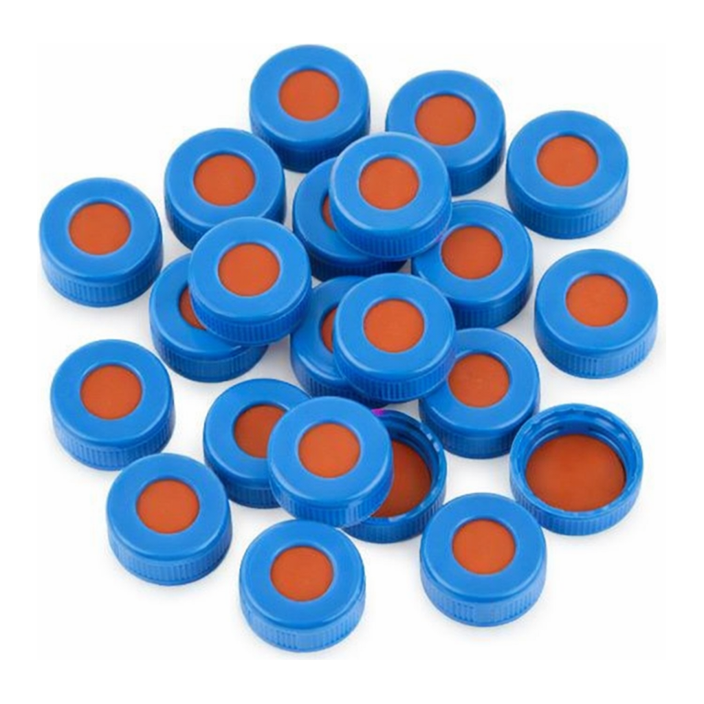 Restek Caps, Short Screw, 9mm Blue Ribbed, PTFE/Butyl Rubber, Lined for Agilent 7693A 1000-pk.
