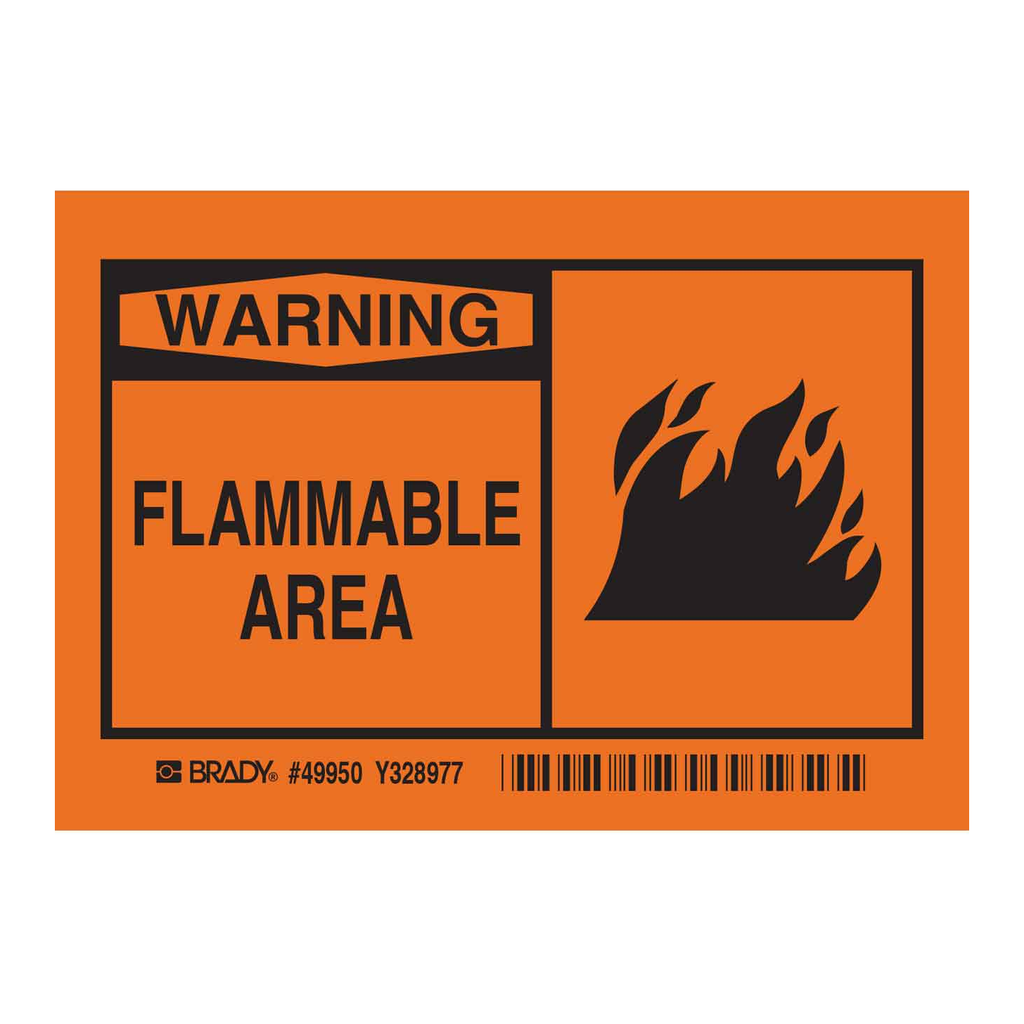 Brady WARNING Flammable Area Labels