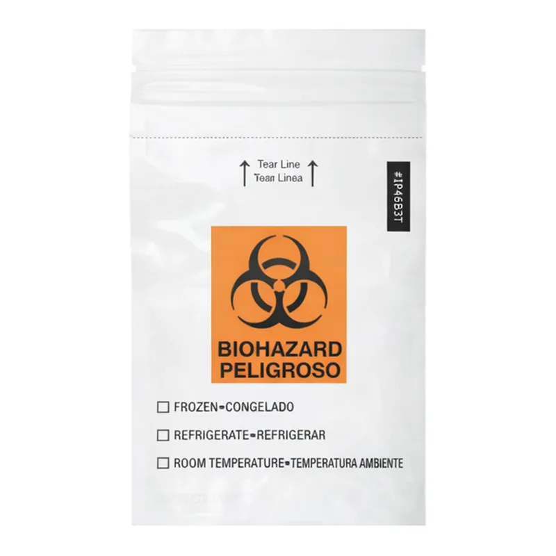 Thermo Fisher Scientific SPECI-ZIP Reclosable Clear Biohazard Bags with Black and Orange Biohazard Warning
