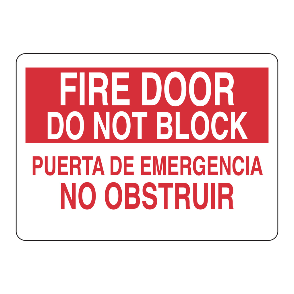 Brady Bilingual Fire Door Do Not Block Sign