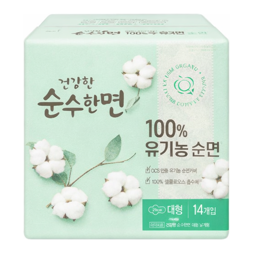 OFFICENEX 깨끗한나라 더건강한 순수한면 유기농 생리대(대형14p)