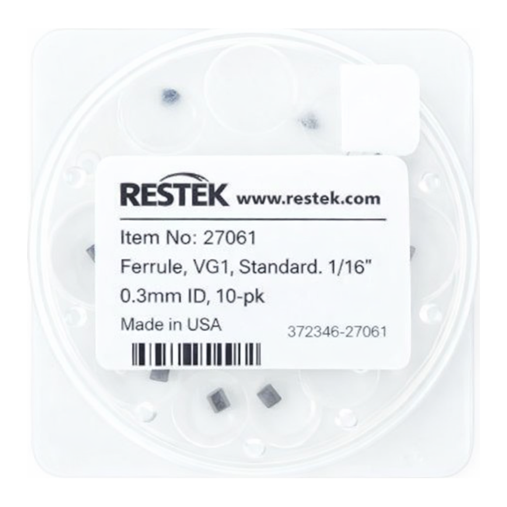 Restek Ferrule, Vespel/Graphite, VG1, 85% Vespel/15% Graphite Standard, 1/16in, 0.3mm ID, 10-pk.