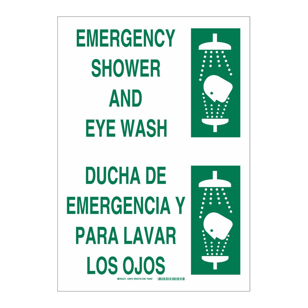 Brady Bilingual Emergency Shower And Eye Wash Sign