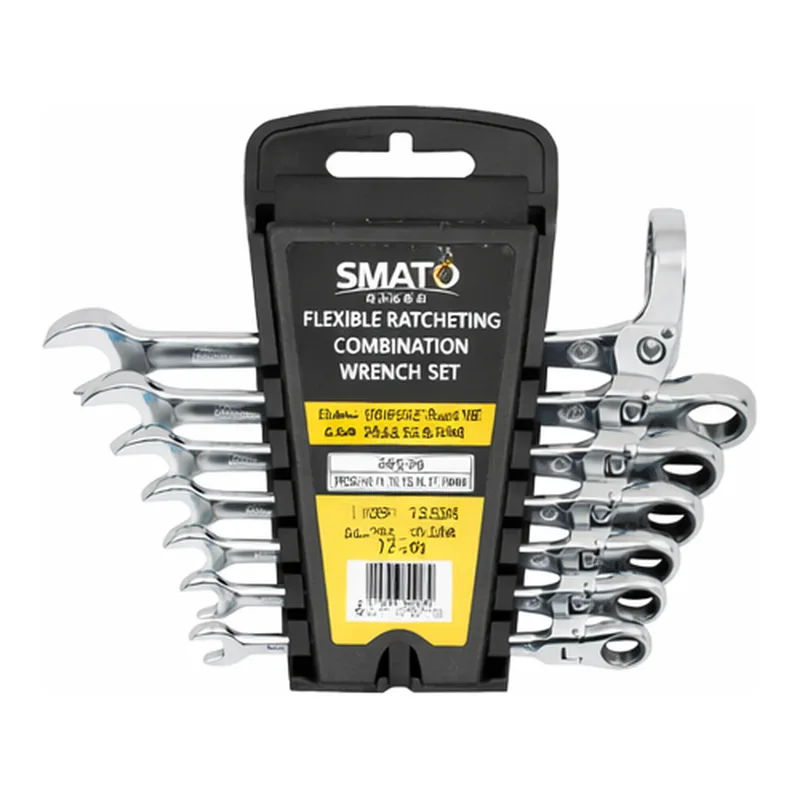 7Pcs CRV Ratcheting Combination Wrench Set