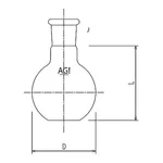 AS ONE Short Neck Flat-Bottom Flask 1000mL, 단수 평저 플라스크 1000mL